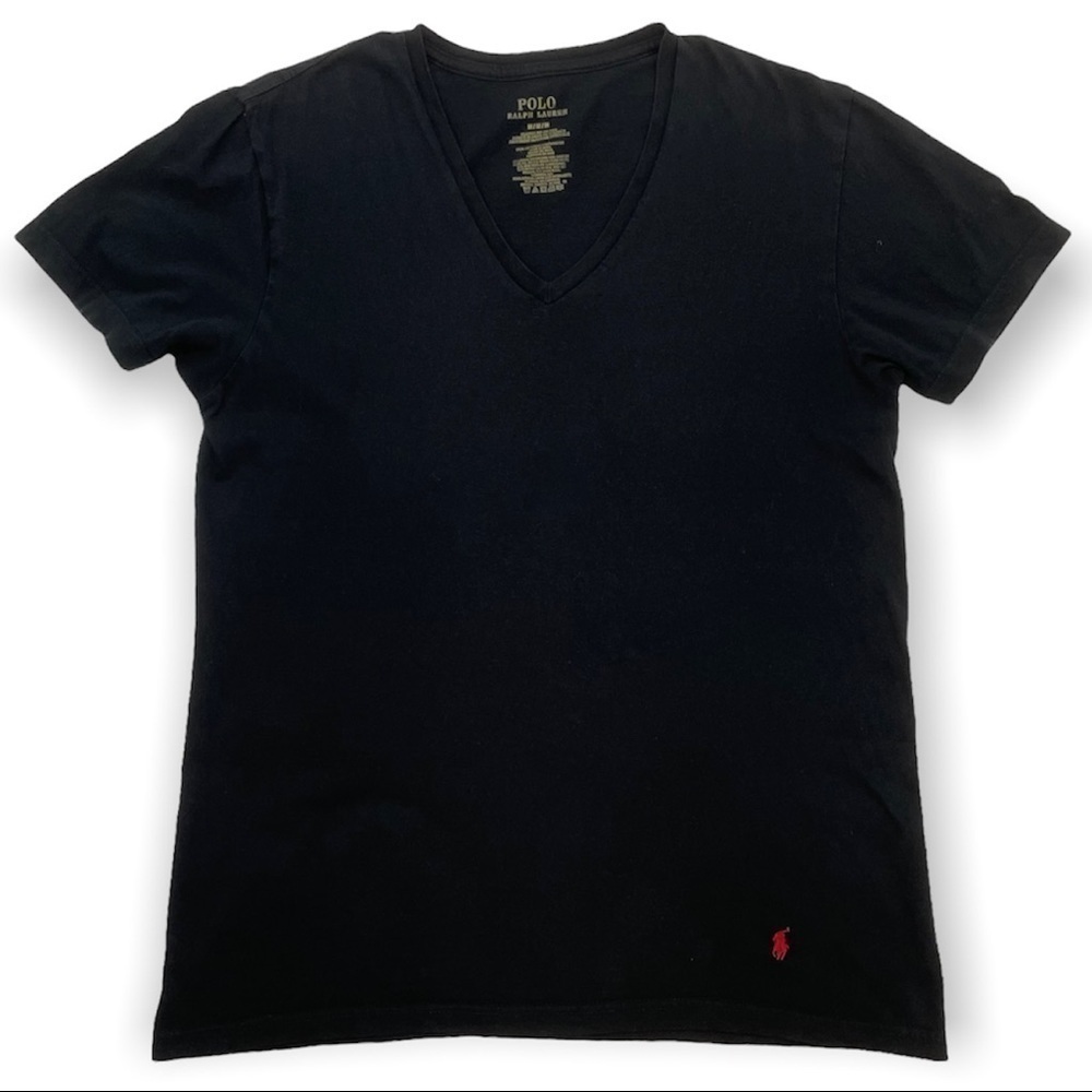 Polo men’s 100% cotton black short sleeve V-neck T-shirt, medium​​​​​​​​​